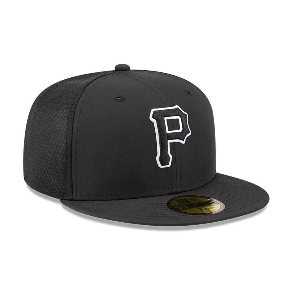 Pictured is this MLB Batting Practice 2026 Pittsburgh Pirates 59FIFTY Fitted cap in black. 3