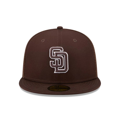 Pictured is this MLB Batting Practice 2026 San Diego Padres 59FIFTY Fitted cap in dark brown. 2