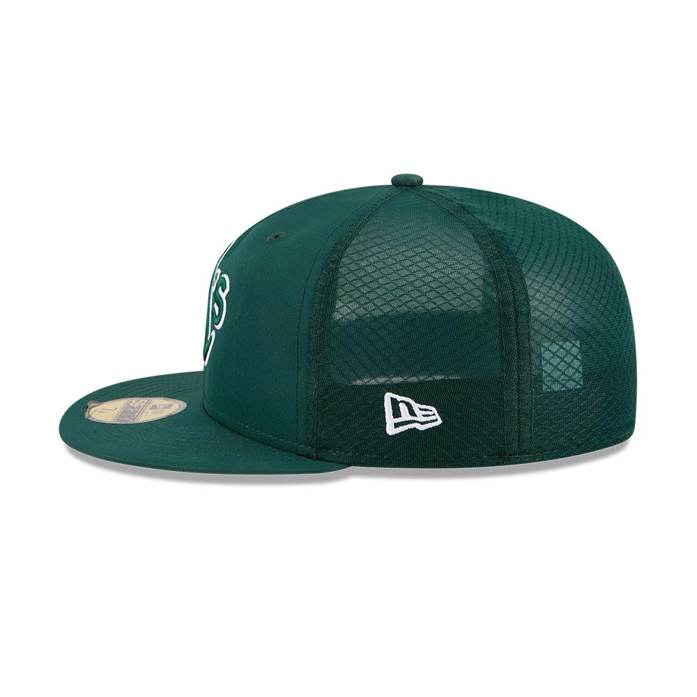 Pictured is this MLB Batting Practice 2026 Athletics 59FIFTY Fitted cap in dark green. 5