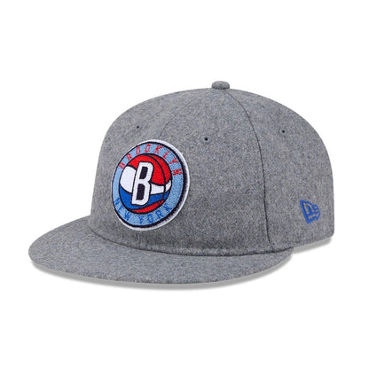 Pictured is this NBA Chenille Woven Brooklyn Nets Retro Crown 9FIFTY cap in grey. 5