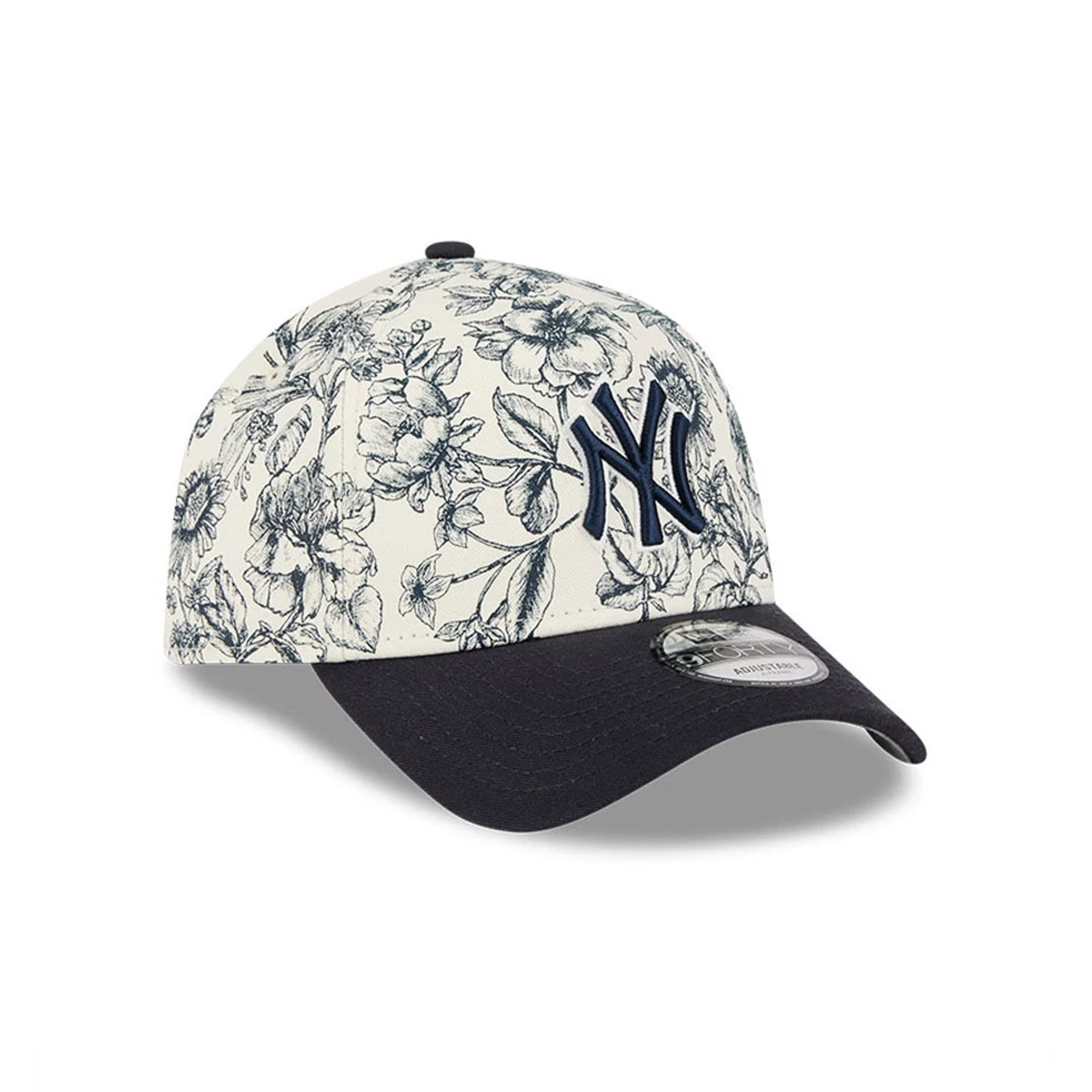 Pictured is this MLB Spring Floral New York Yankees 9FORTY A-Frame cap in navy. 4
