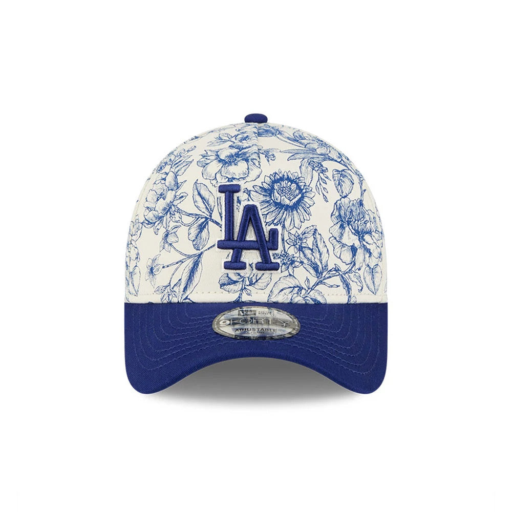 Pictured is this MLB Spring Floral LA Dodgers 9FORTY A-Frame cap in dark blue. 3