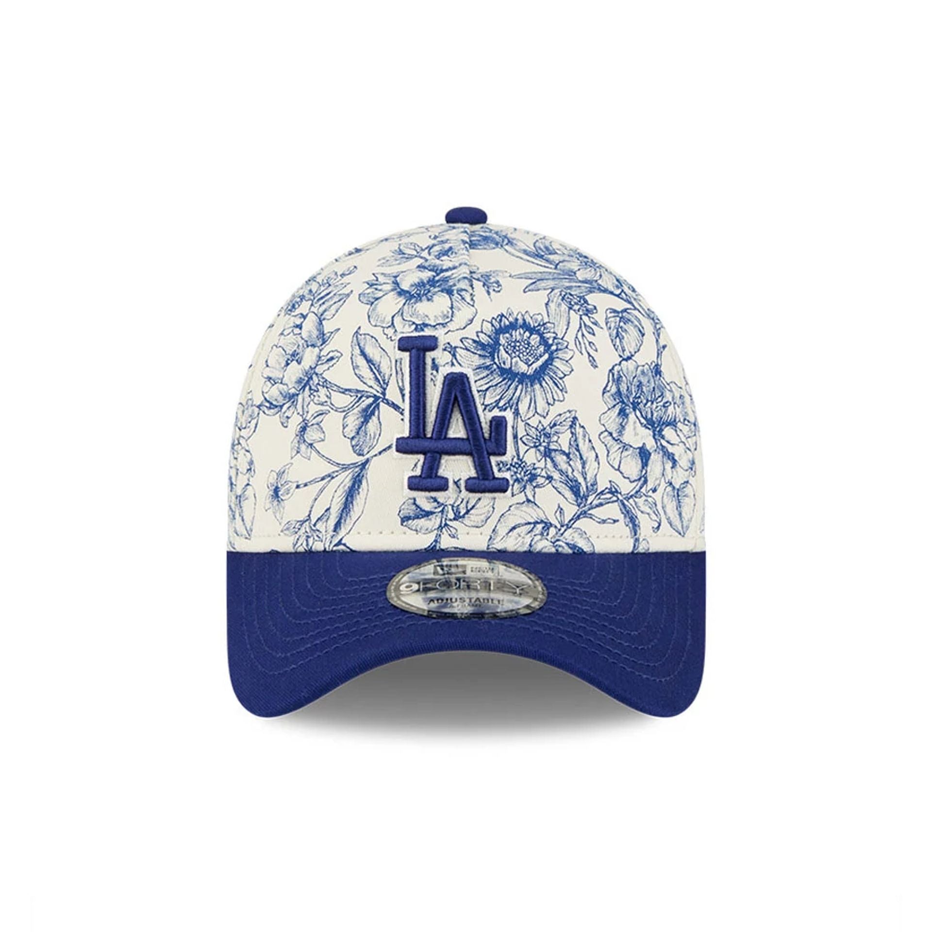 Pictured is this MLB Spring Floral LA Dodgers 9FORTY A-Frame cap in dark blue. 3