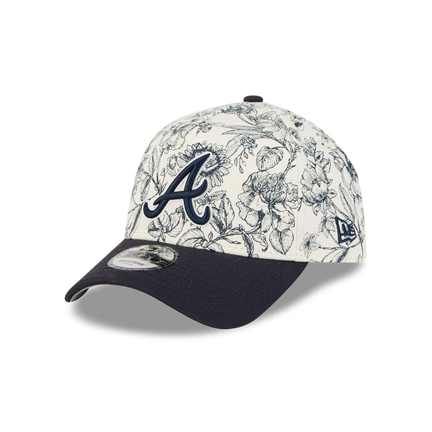 Pictured is this MLB Spring Floral Atlanta Braves 9FORTY A-Frame cap in navy. 1