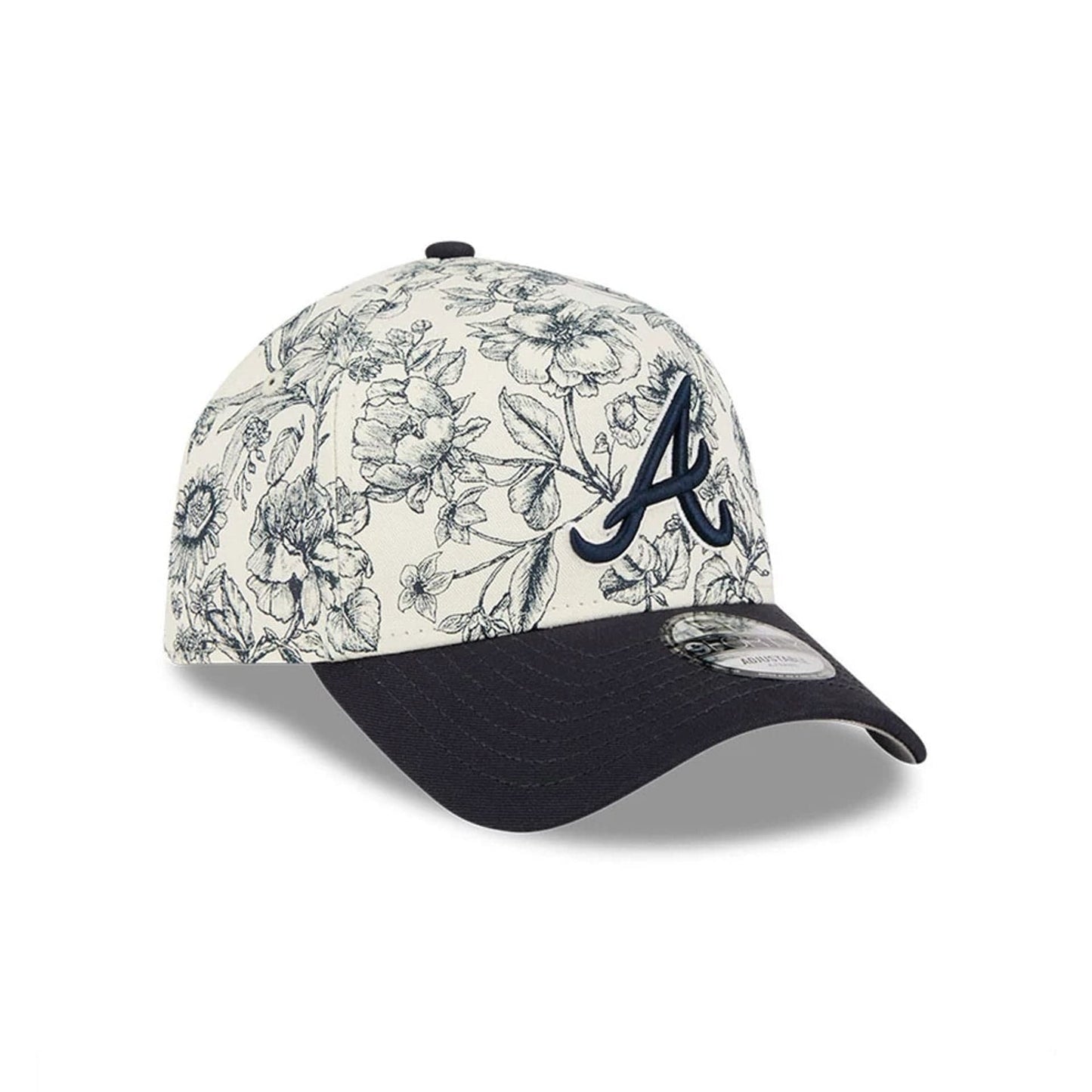 Pictured is this MLB Spring Floral Atlanta Braves 9FORTY A-Frame cap in navy. 2