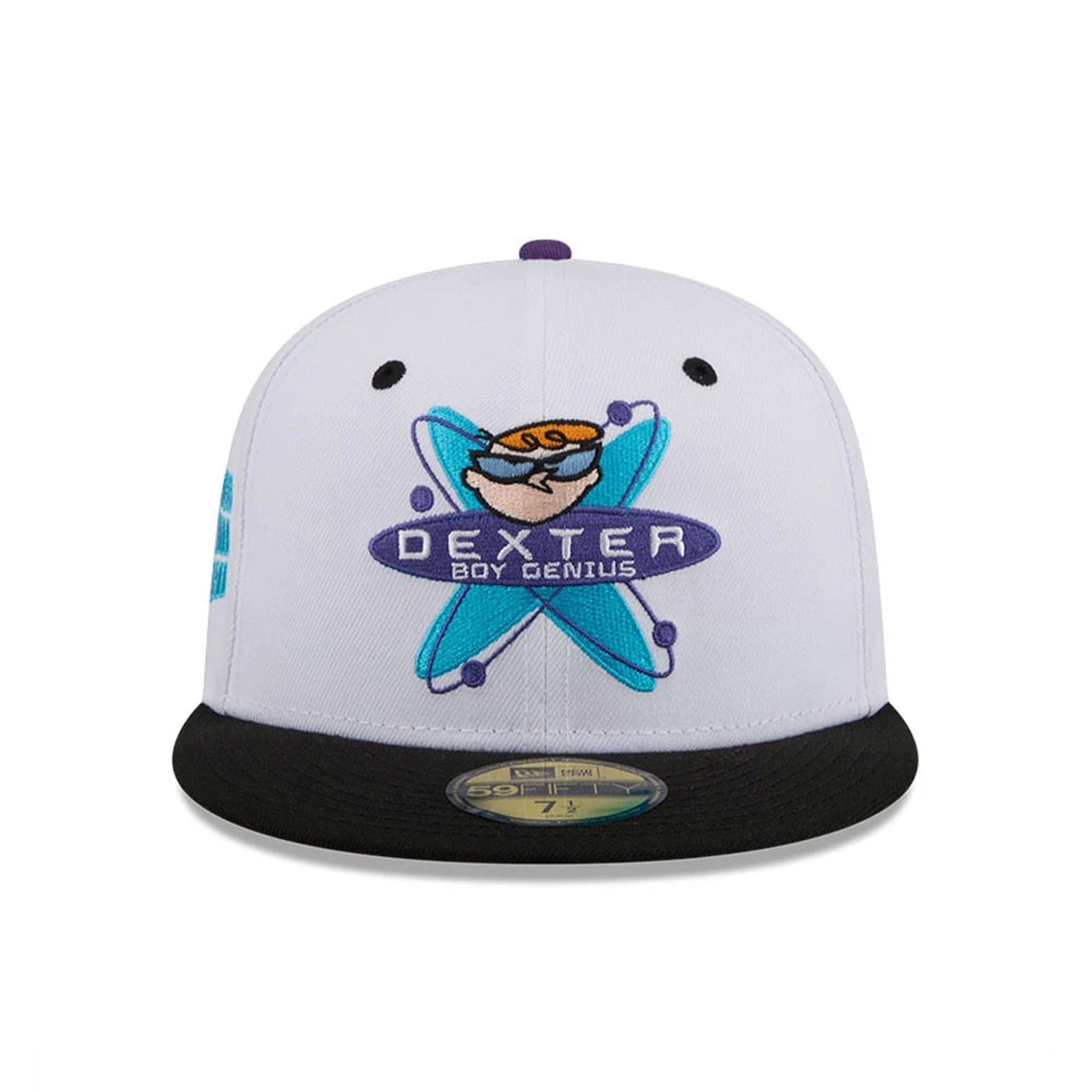 Pictured is this Dexter's Laboratory Genius At Work 59FIFTY Fitted cap in white. 3