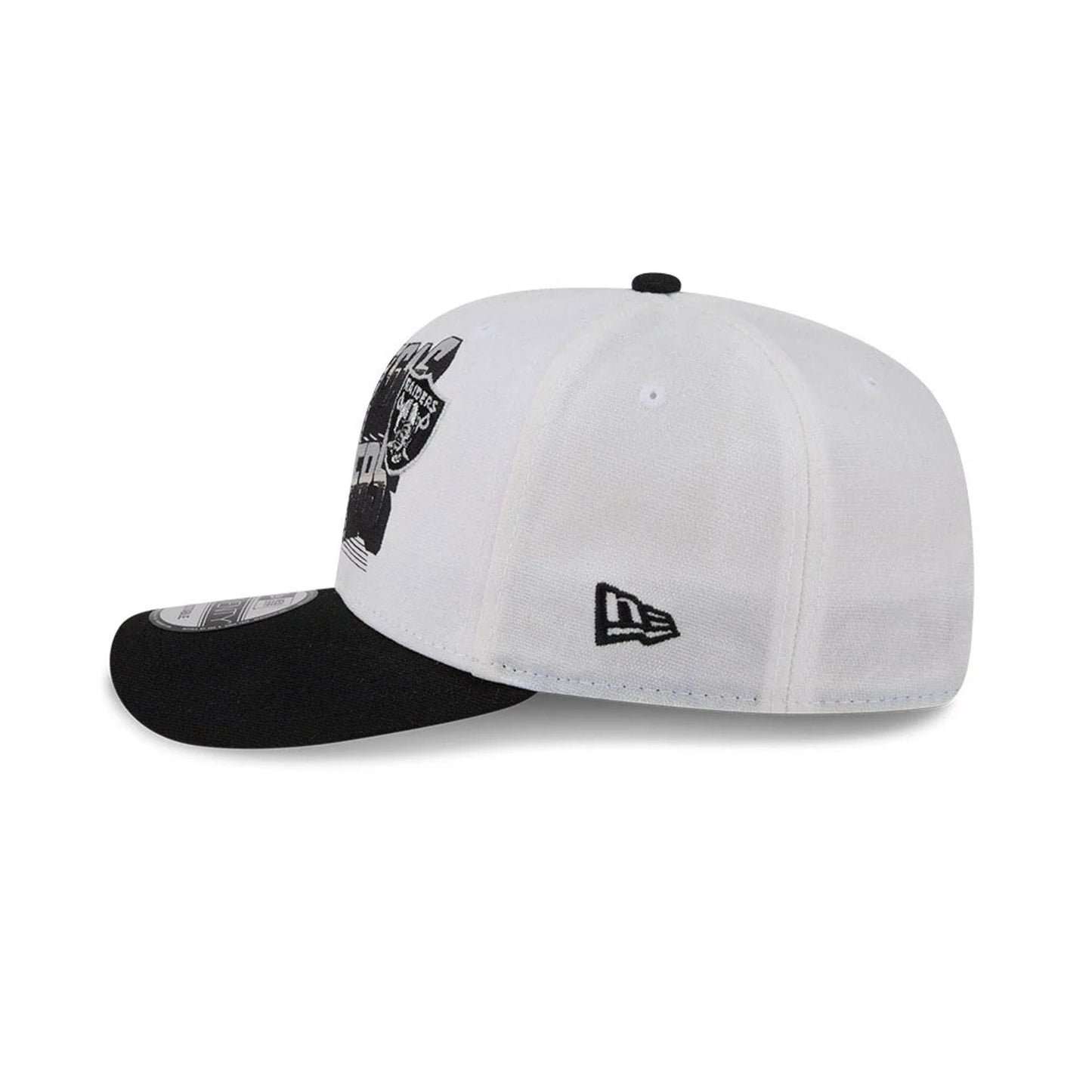 Pictured is this NFL Duck Cloth Las Vegas Raiders 9SEVENTY Stretch Snap cap in white. 5