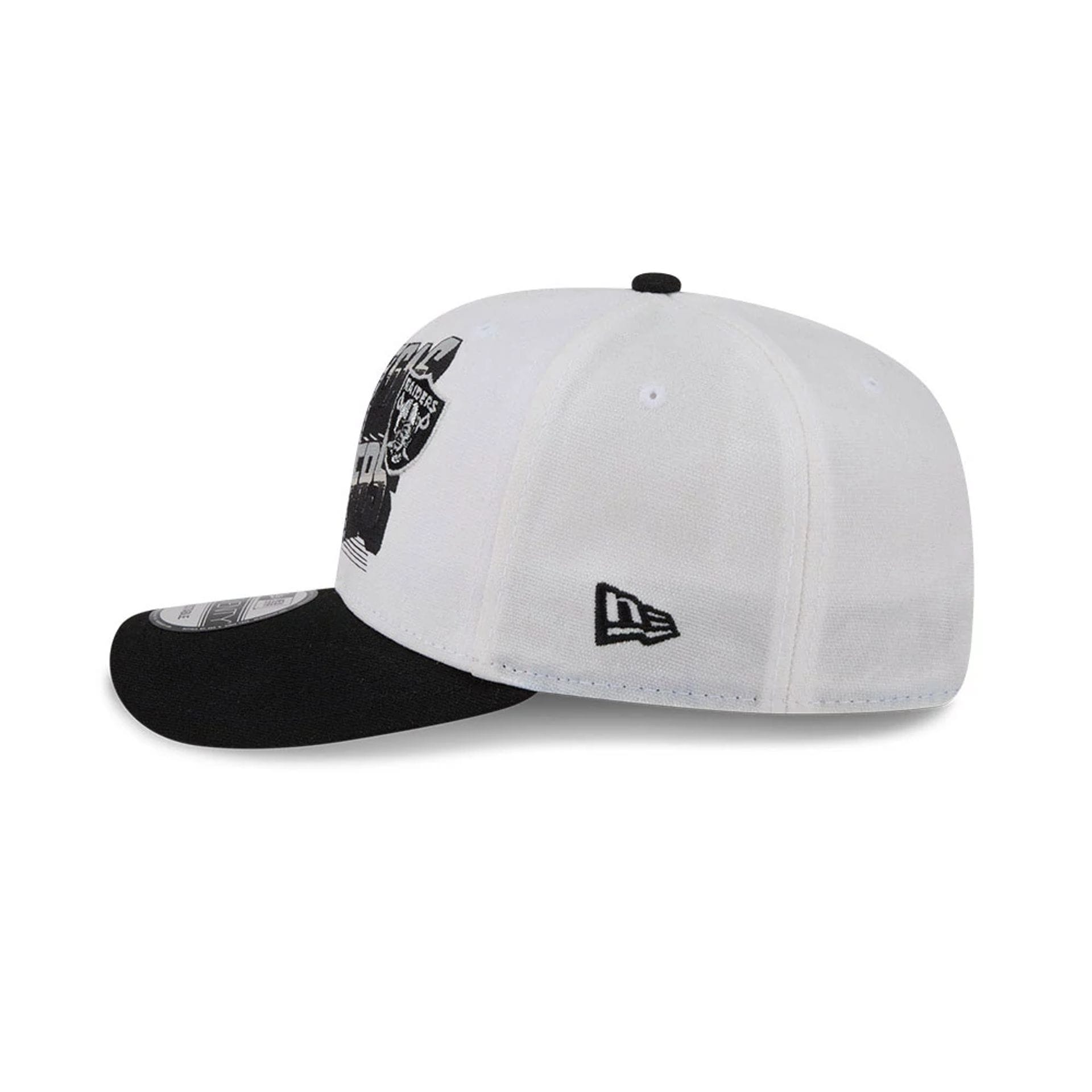 Pictured is this NFL Duck Cloth Las Vegas Raiders 9SEVENTY Stretch Snap cap in white. 5