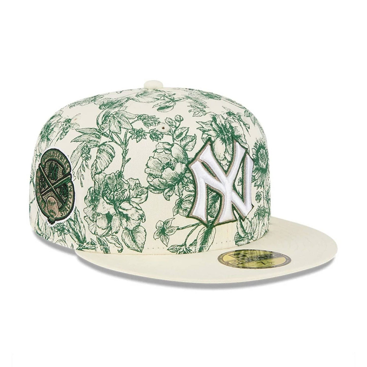 Pictured is this MLB Spring Floral New York Yankees 59FIFTY Fitted cap in white. 1