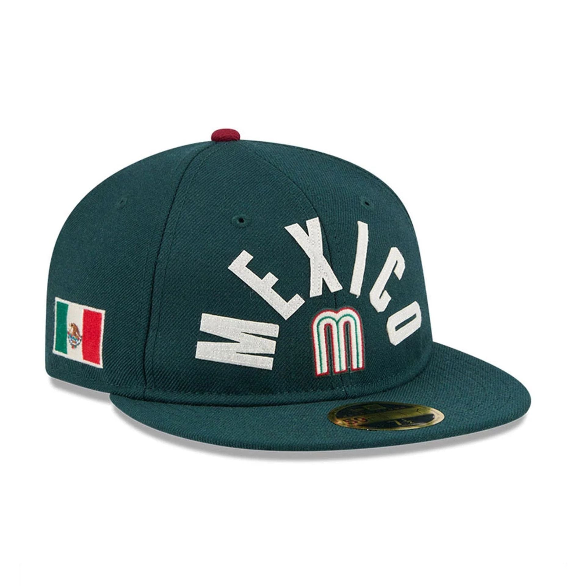Pictured is this WBC Classical Script Mexico Retro Crown 59FIFTY Fitted cap in Dark Green. 1