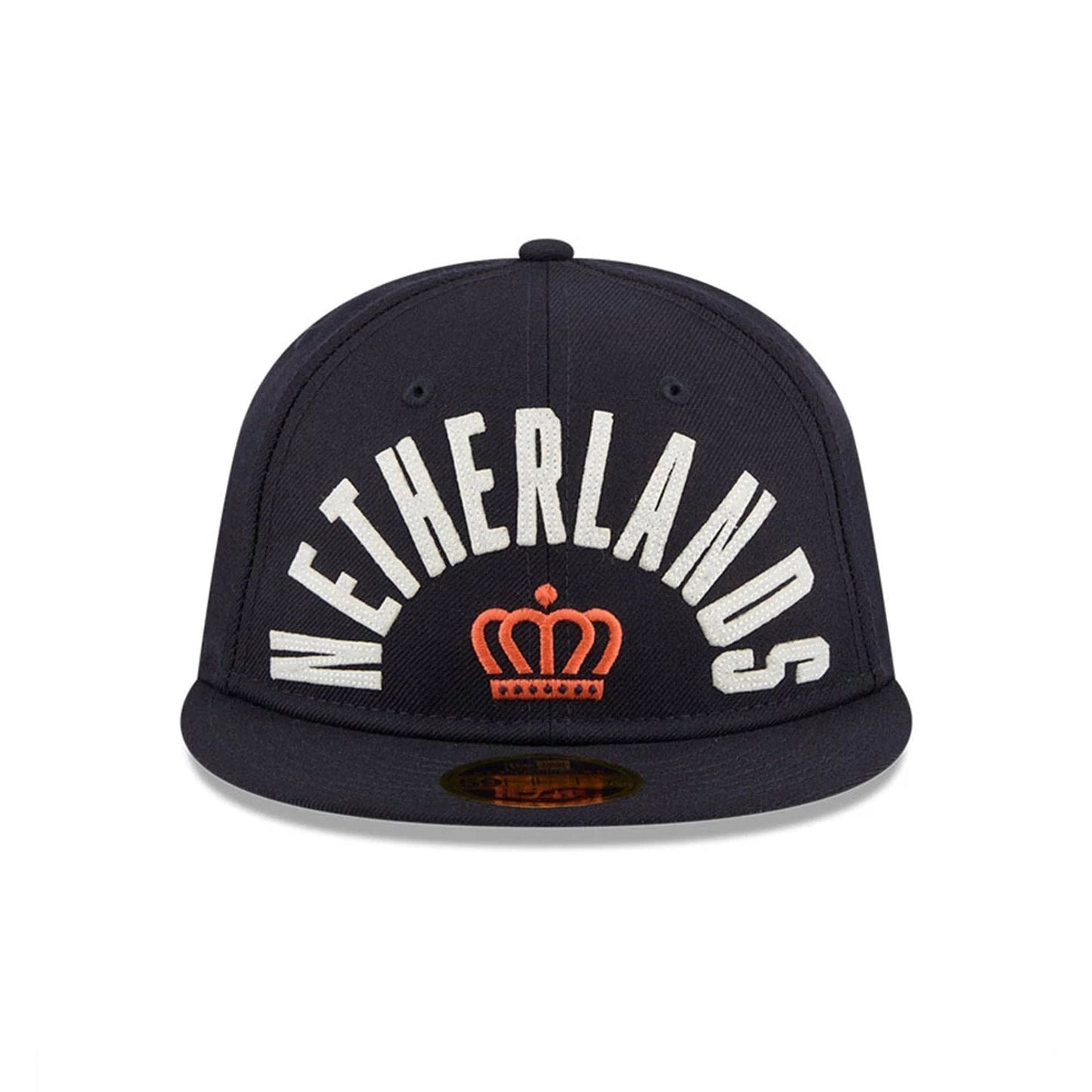 Pictured is this WBC Classical Script Netherlands Retro Crown 59FIFTY Fitted cap in Navy. 3