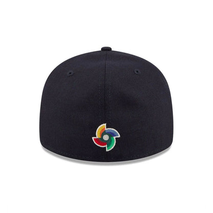 Pictured is this WBC Classical Script Netherlands Retro Crown 59FIFTY Fitted cap in Navy. 7