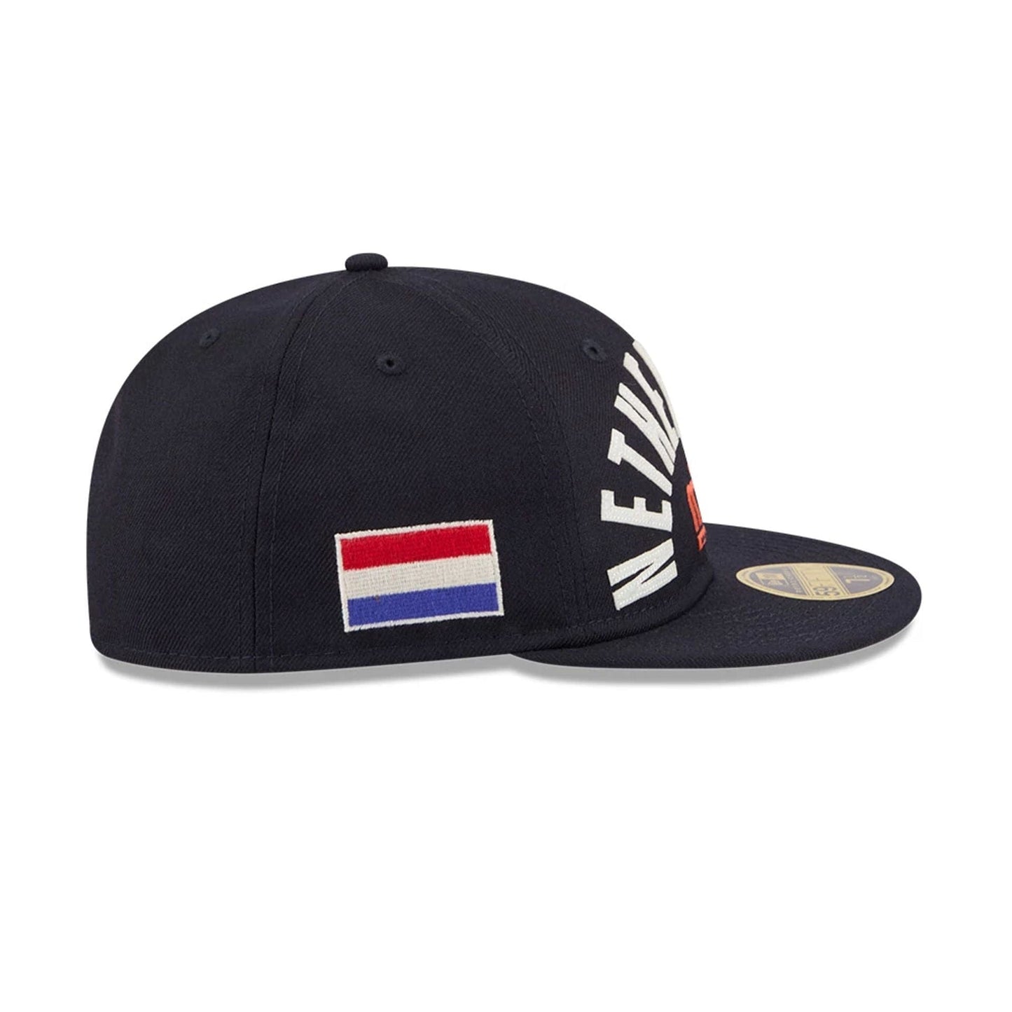 Pictured is this WBC Classical Script Netherlands Retro Crown 59FIFTY Fitted cap in Navy. 5