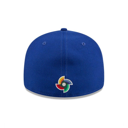 Pictured is this WBC Classical Script Israel Retro Crown 59FIFTY Fitted cap in blue. 7