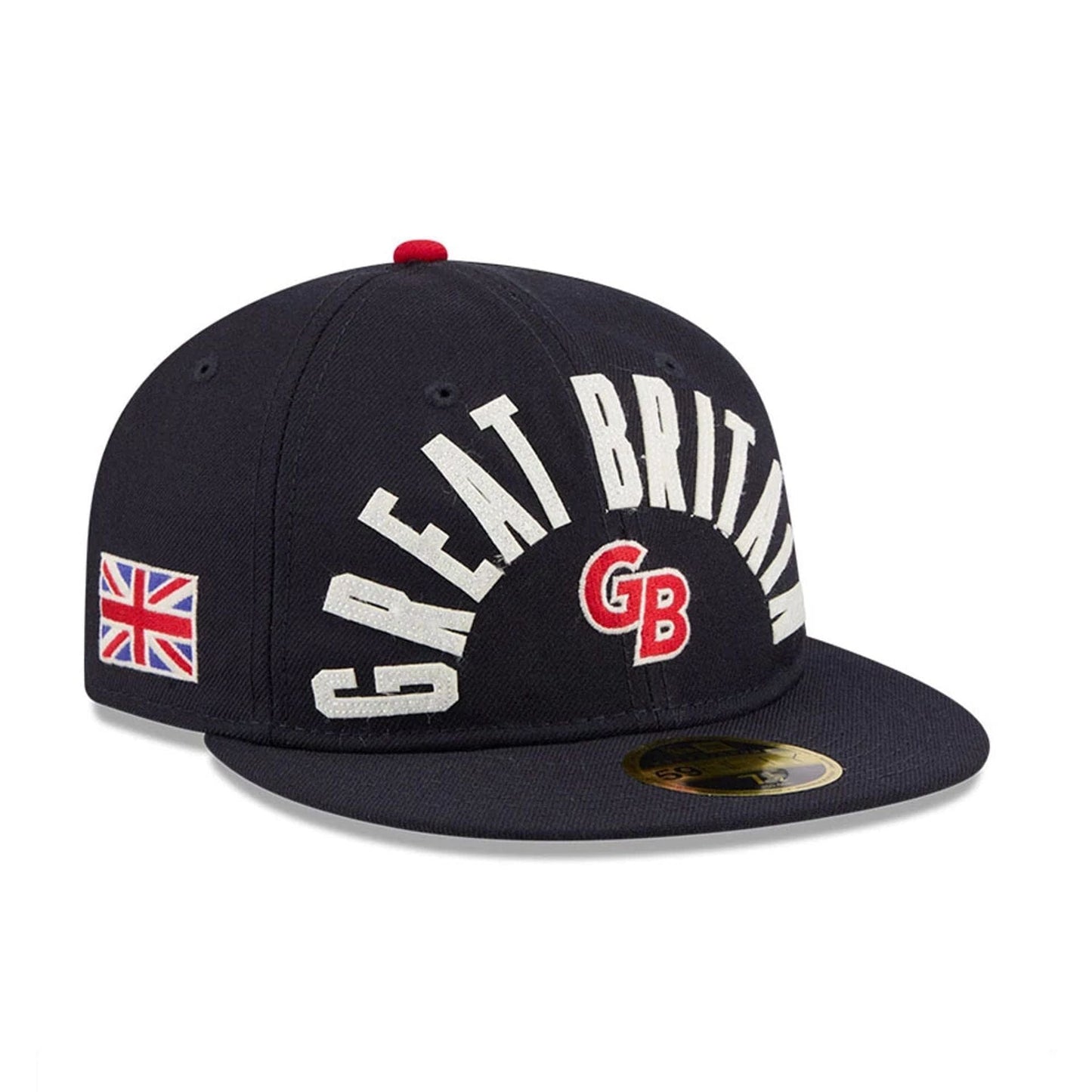Pictured is this WBC Classical Script Great Britain Retro Crown 59FIFTY Fitted cap in navy. 1
