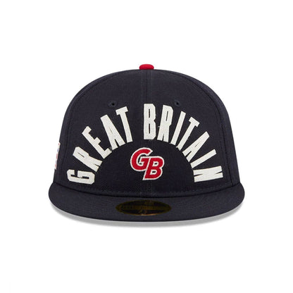 Pictured is this WBC Classical Script Great Britain Retro Crown 59FIFTY Fitted cap in navy. 3