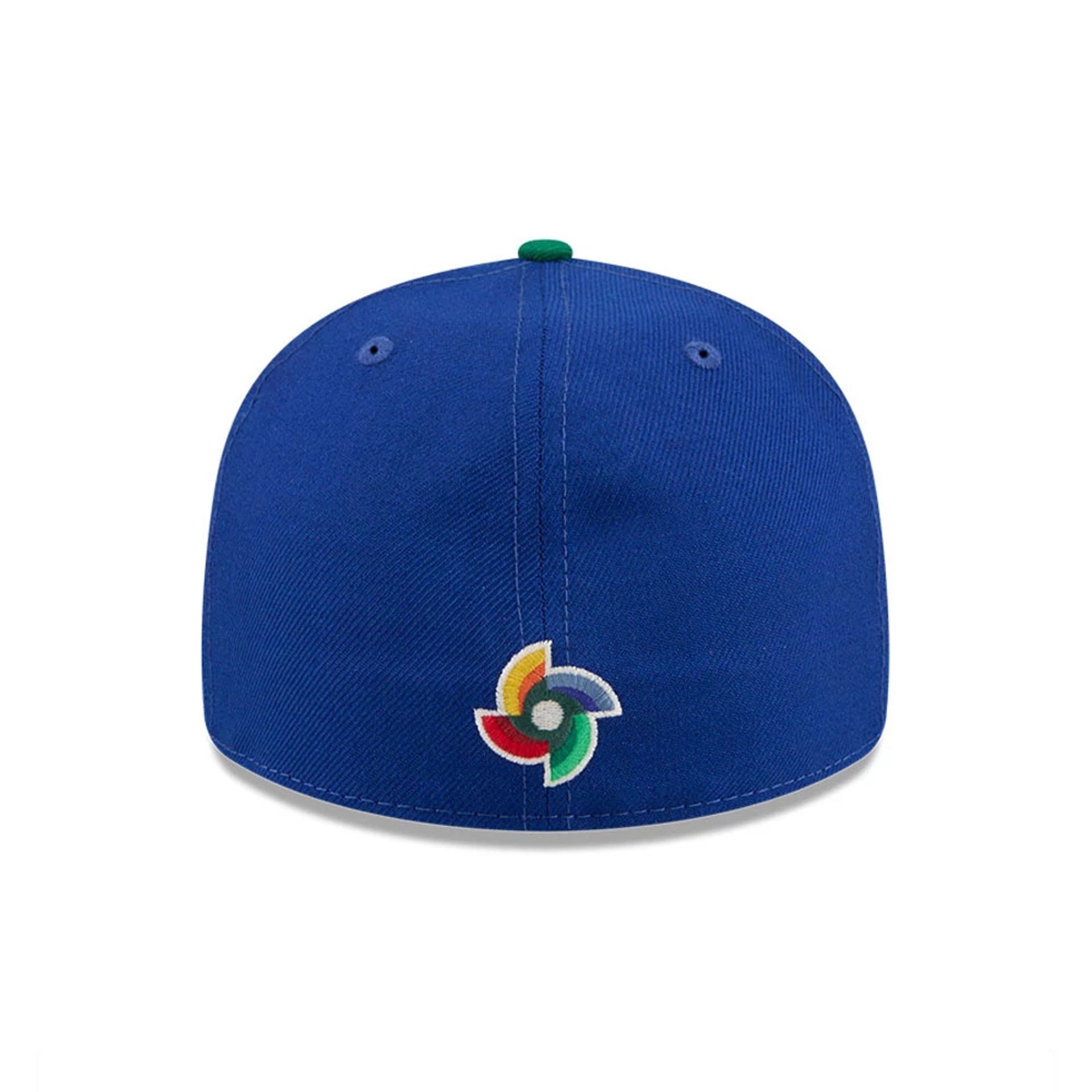 Pictured is this WBC Classical Script Brazil Retro Crown 59FIFTY Fitted cap in blue. 7