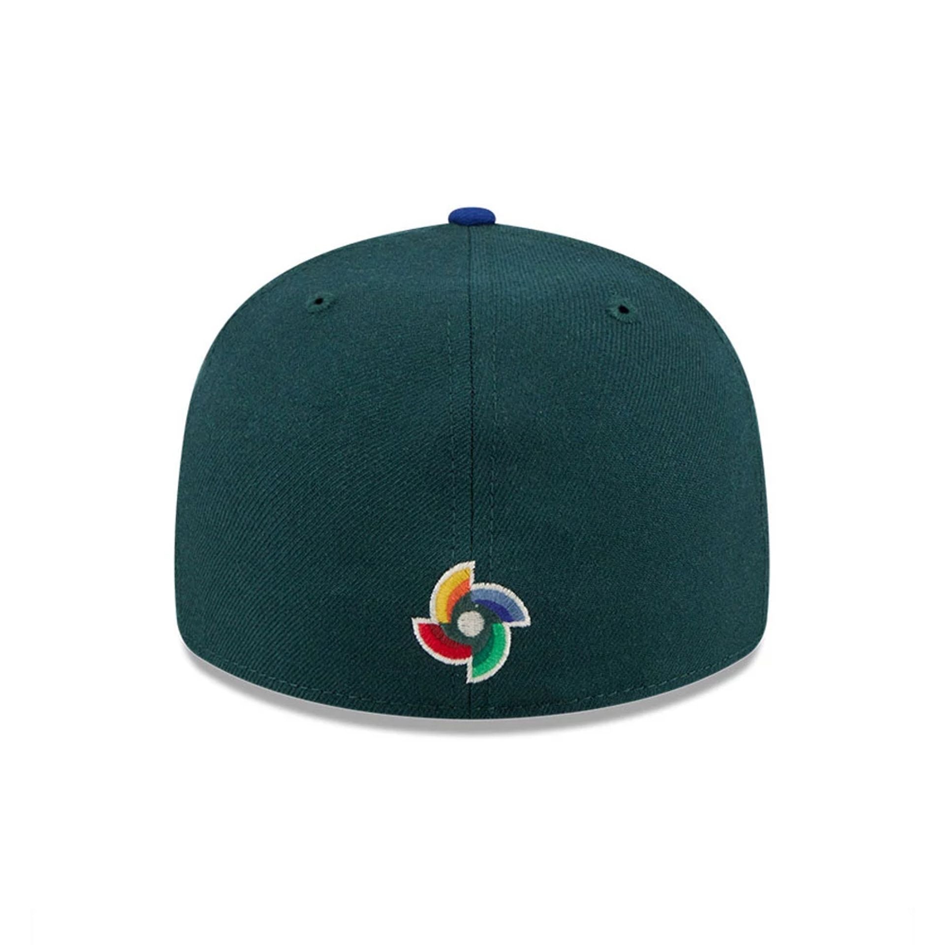 Pictured is this WBC Classical Script Australia Retro Crown 59FIFTY Fitted cap in dark green. 7