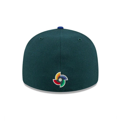 Pictured is this WBC Classical Script Australia Retro Crown 59FIFTY Fitted cap in dark green. 7
