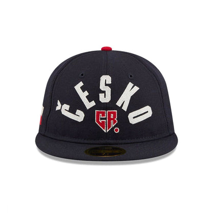 Pictured is this WBC Classical Script Czech Republic Retro Crown 59FIFTY Fitted cap in navy. 3