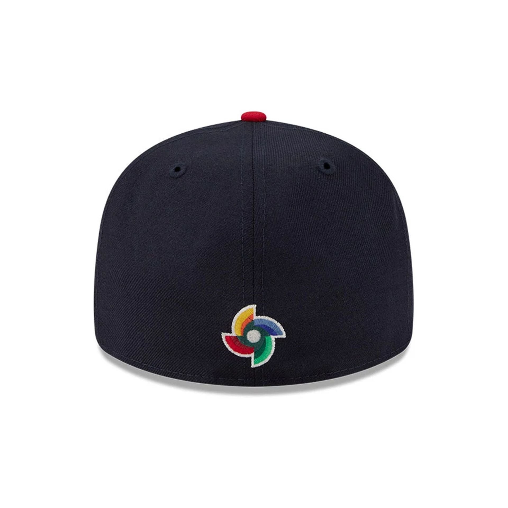 Pictured is this WBC Classical Script Dominican Republic Retro Crown 59FIFTY Fitted cap in Navy. 7