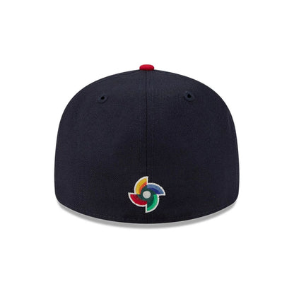 Pictured is this WBC Classical Script Dominican Republic Retro Crown 59FIFTY Fitted cap in Navy. 7