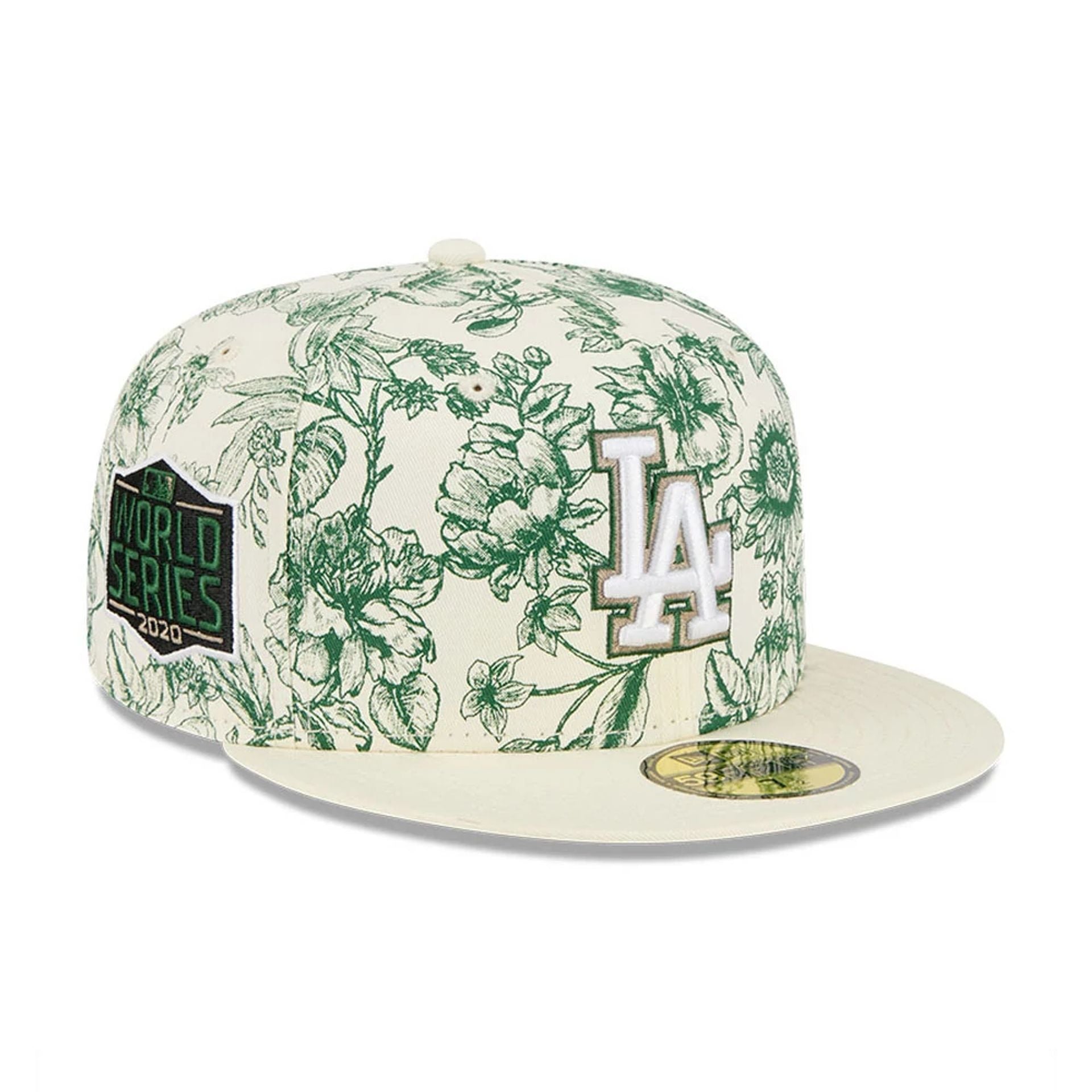 Pictured is this MLB Spring Floral LA Dodgers 59FIFTY Fitted cap in white. 1