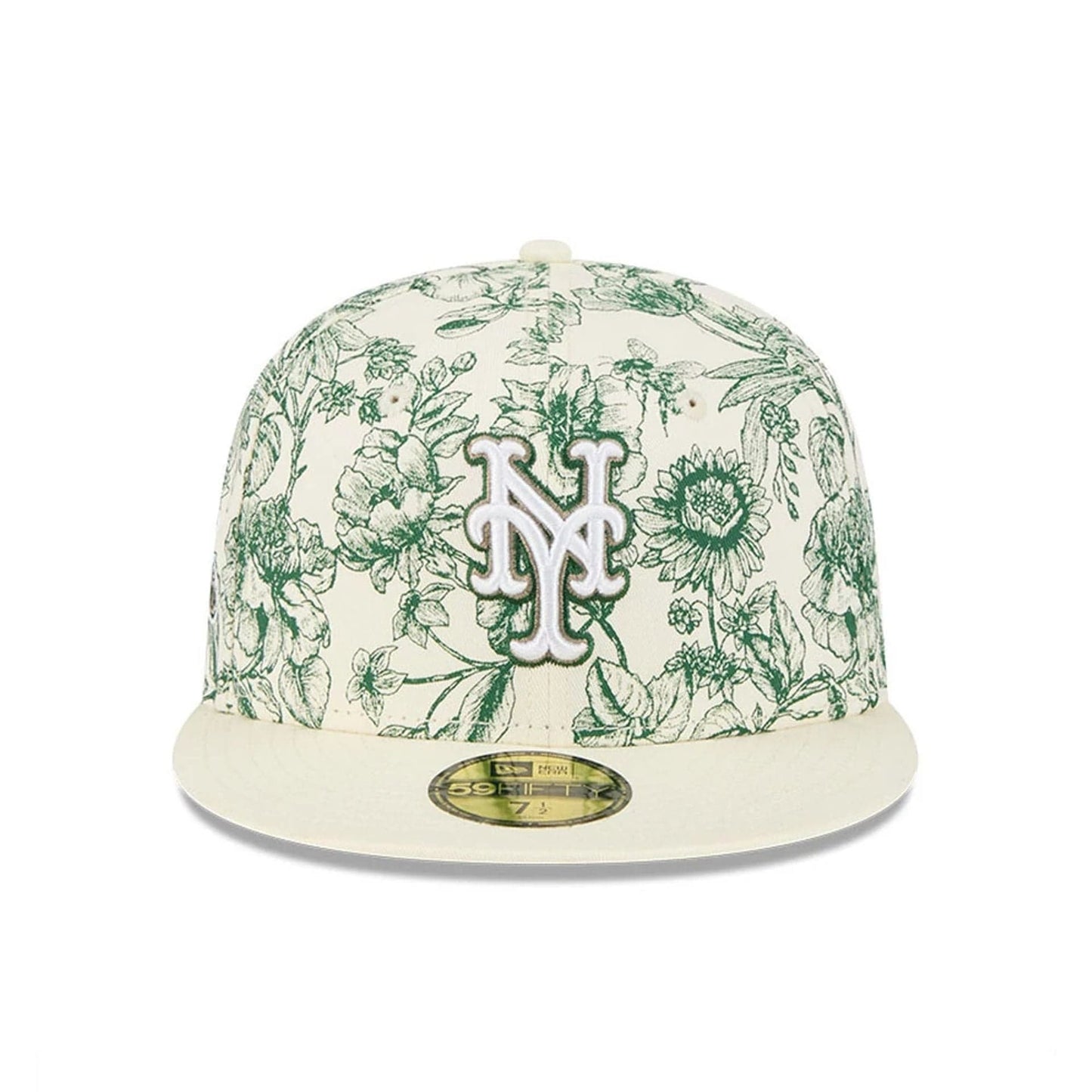 Pictured is this MLB Spring Floral New York Mets 59FIFTY Fitted cap in white. 2