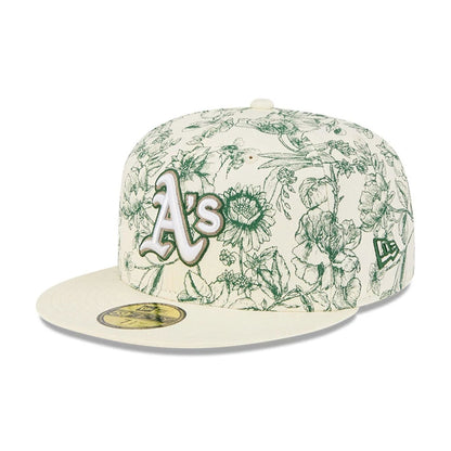 Pictured is this MLB Spring Floral Athletics 59FIFTY Fitted cap in white. 3