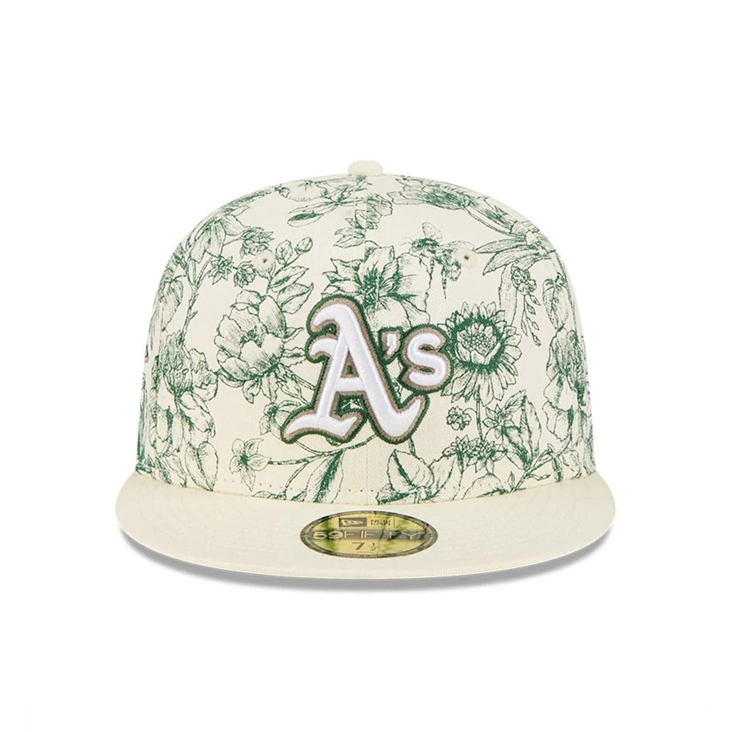 Pictured is this MLB Spring Floral Athletics 59FIFTY Fitted cap in white. 2