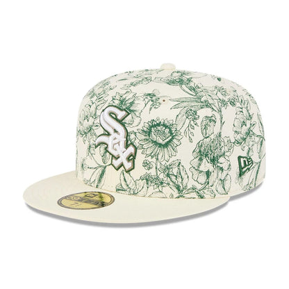 Pictured is this MLB Spring Floral Chicago White Sox 59FIFTY Fitted cap in white. 3