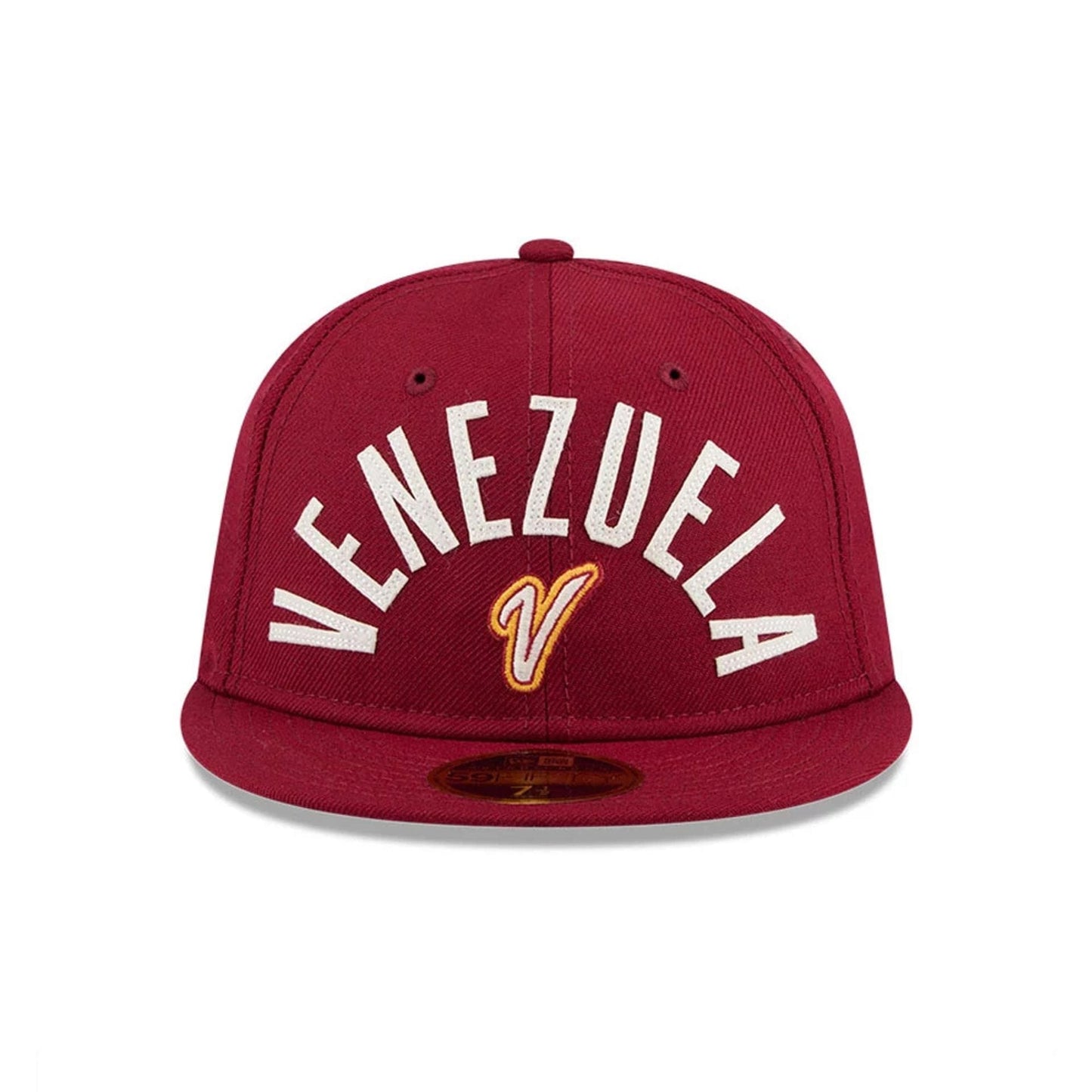 Pictured is this WBC Classical Script Venezuela Retro Crown 59FIFTY Fitted cap in dark red. 3