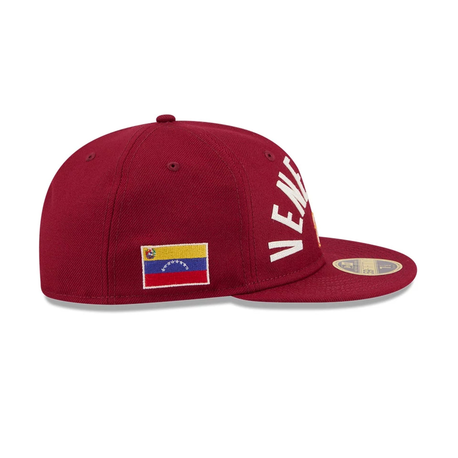 Pictured is this WBC Classical Script Venezuela Retro Crown 59FIFTY Fitted cap in dark red. 5