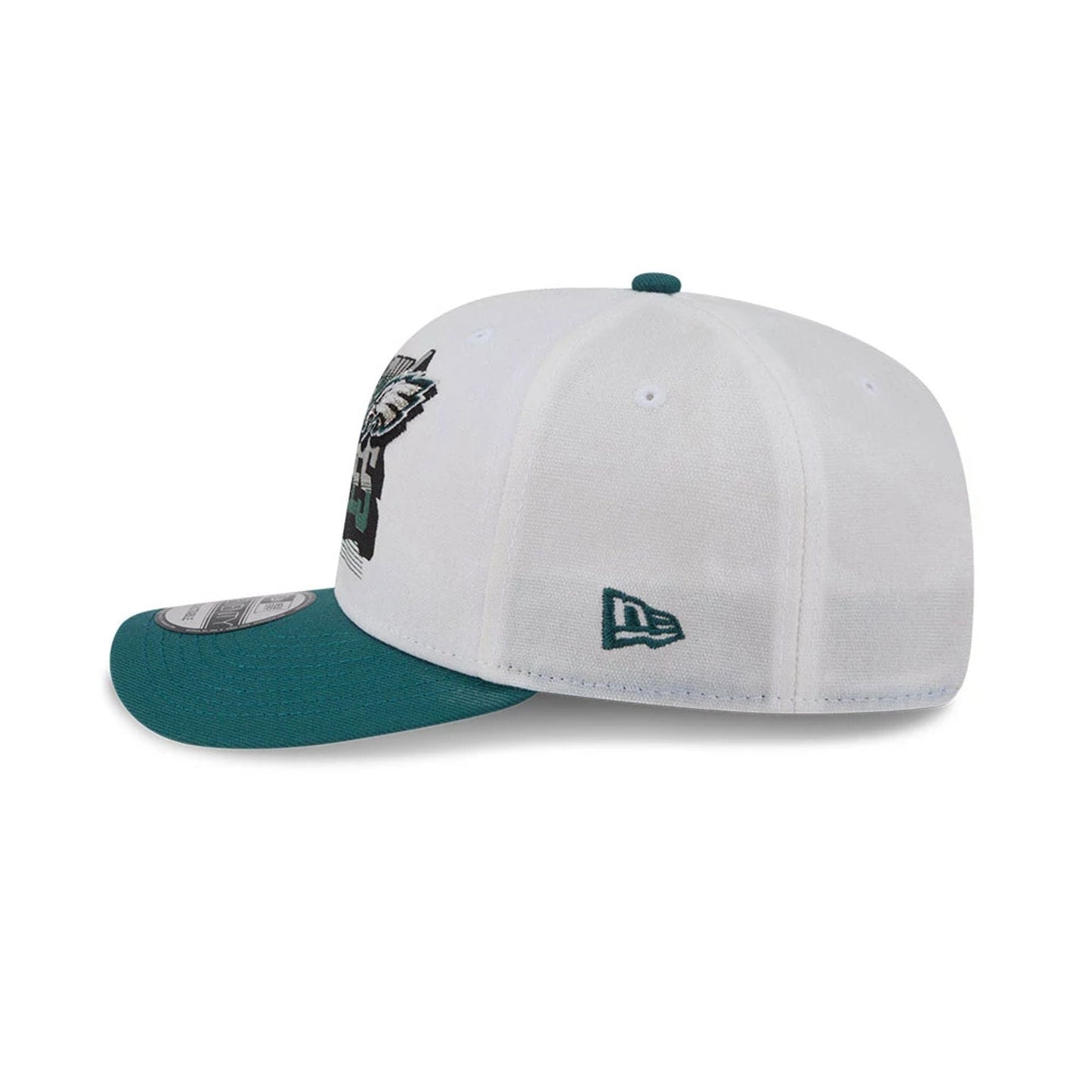 Pictured is this NFL Duck Cloth Philadelphia Eagles 9SEVENTY Stretch Snap cap in white. 4