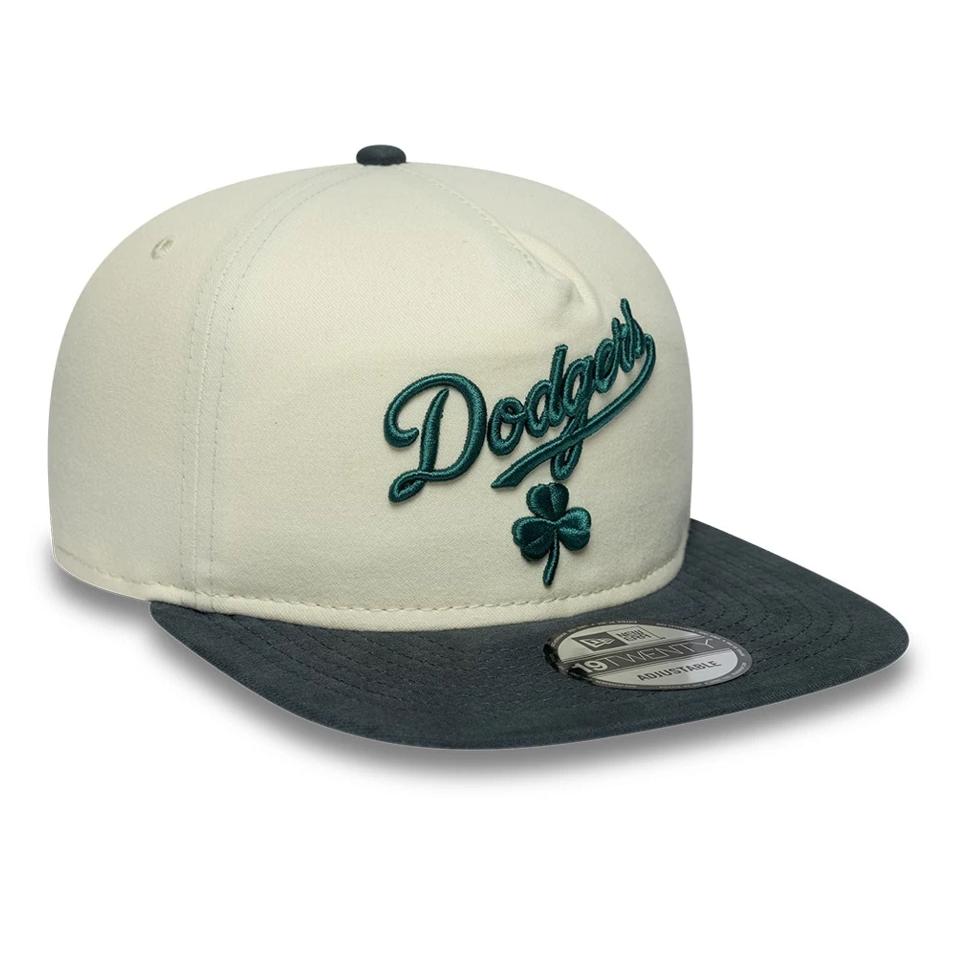 Pictured is this MLB Metallic Logo LA Dodgers 19TWENTY cap in cream. 4