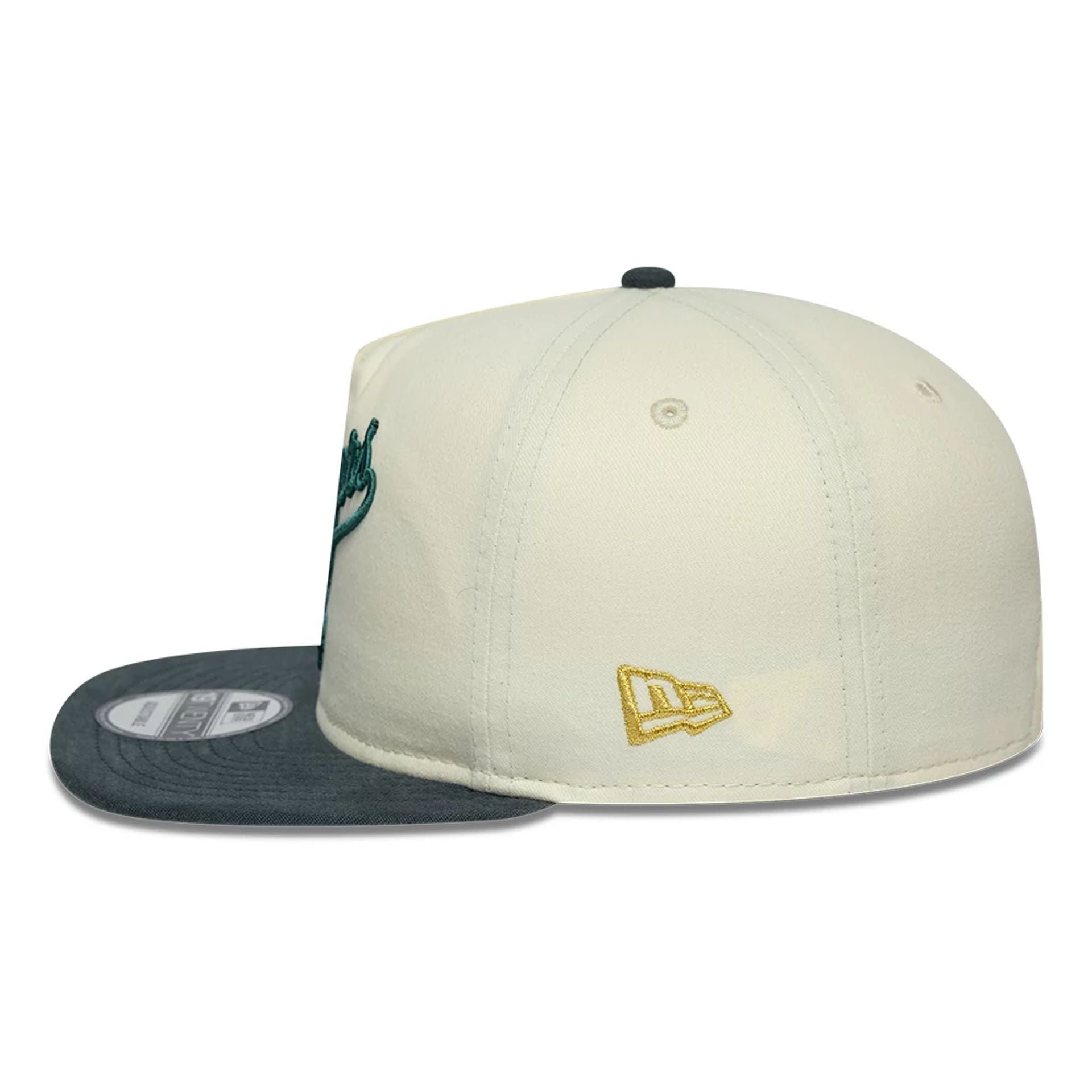 Pictured is this MLB Metallic Logo LA Dodgers 19TWENTY cap in cream. 6