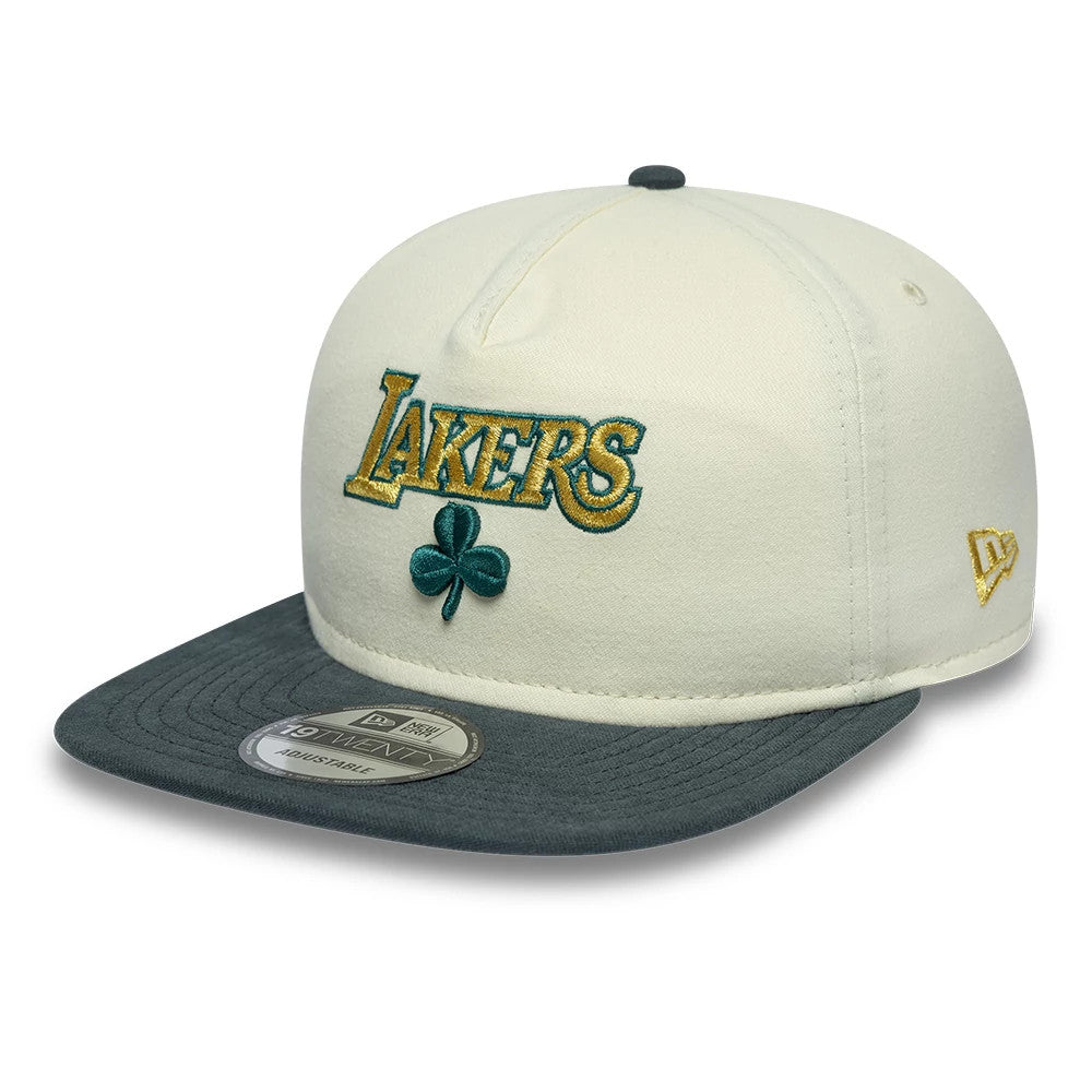Pictured is this NBA Metallic Logo LA Lakers 19TWENTY cap in cream. 1