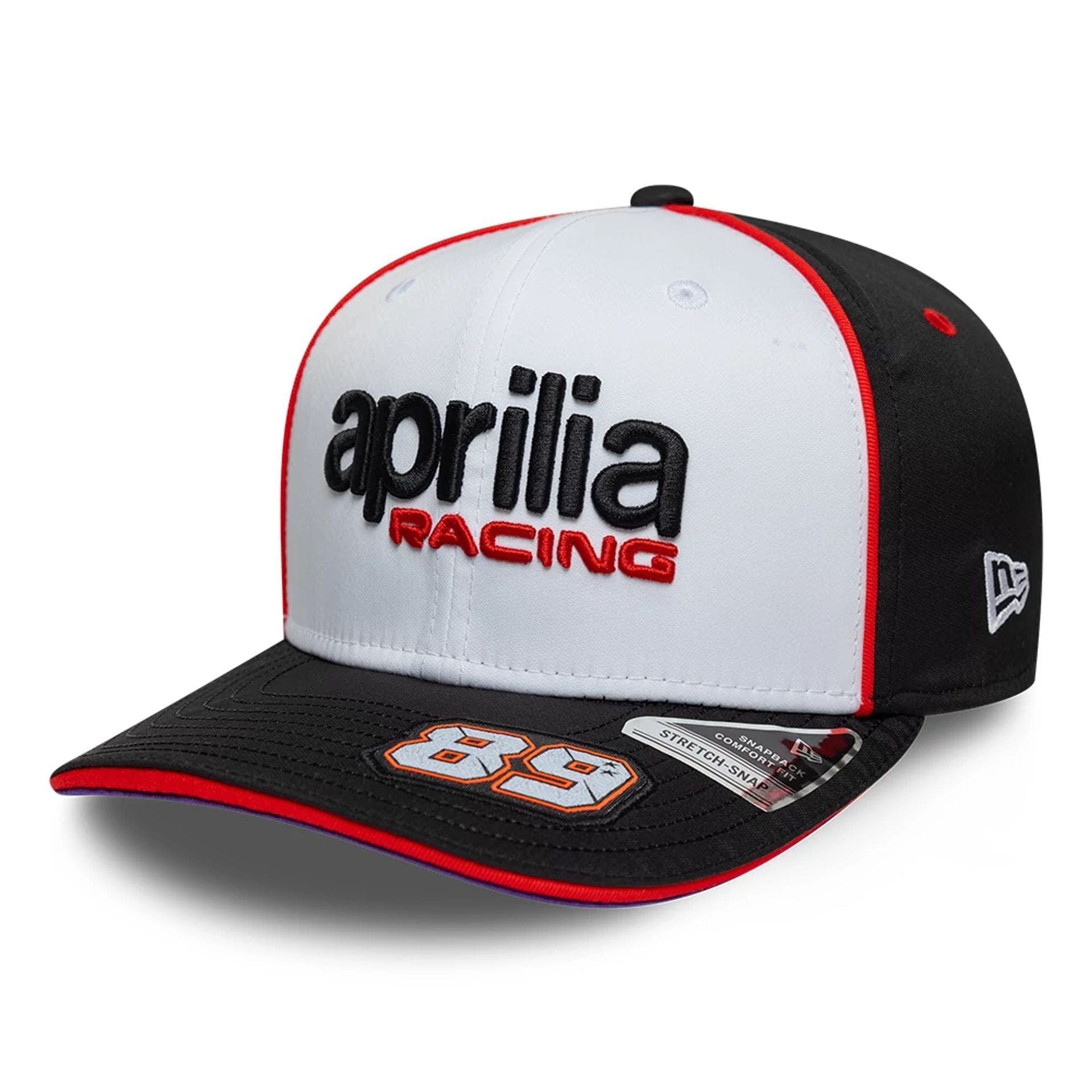 Pictured is this Aprilia Replica Jorge Martin 9SEVENTY Stretch Snap cap in white. 1