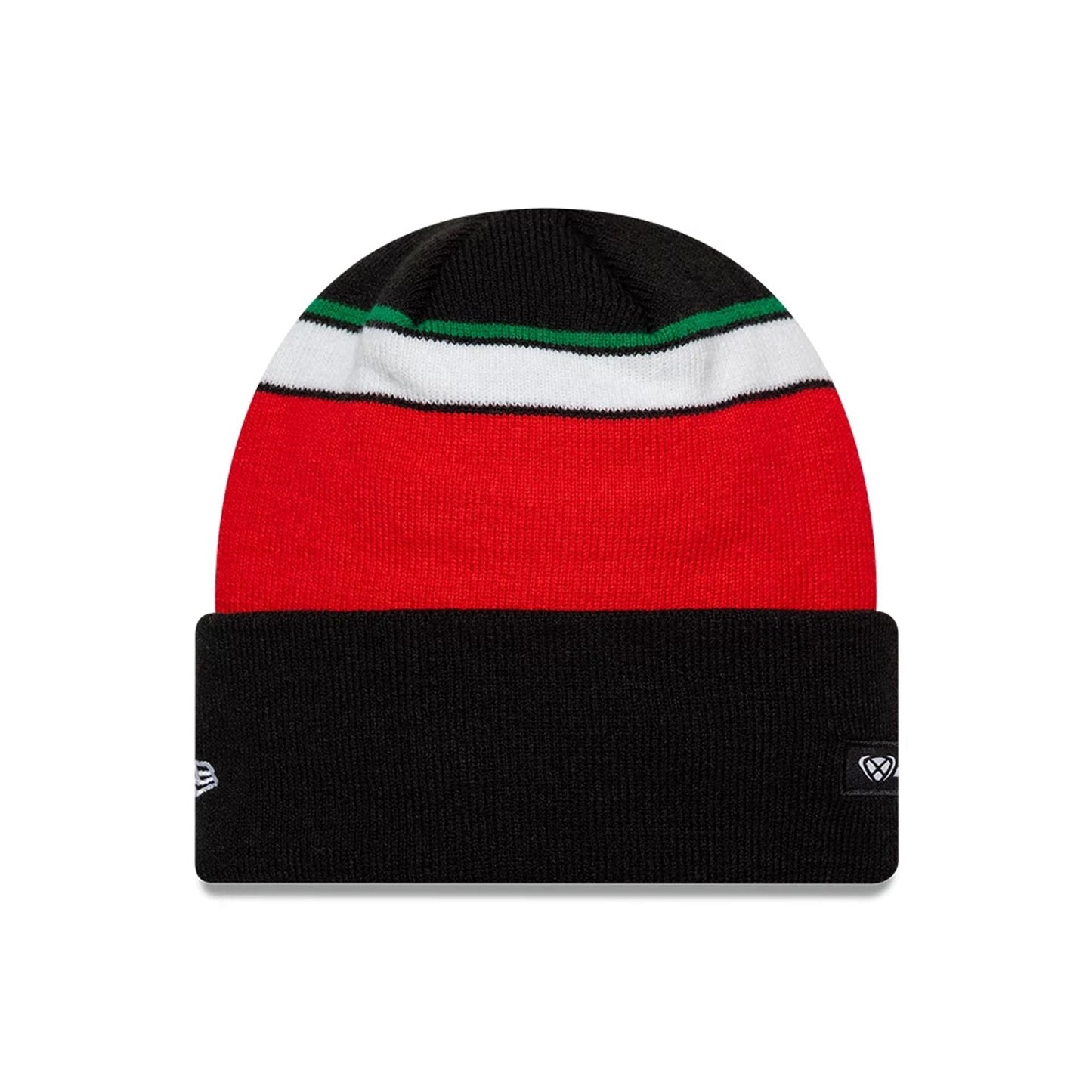 Pictured is this Aprilia Team Cuff Knit Beanie hat in black. 2