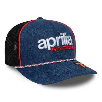 Pictured is this Aprilia Replica Marco Bezzecchi Austin Race Special 9SEVENTY Stretch Snap cap in blue. 3