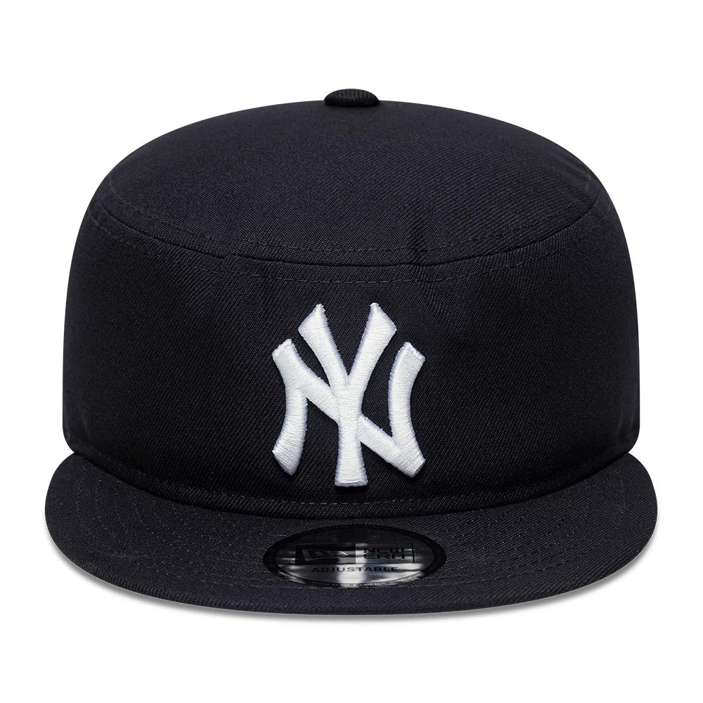 Pictured is this MLB Poly New York Yankees Pillbox Adjustable cap in navy. 2