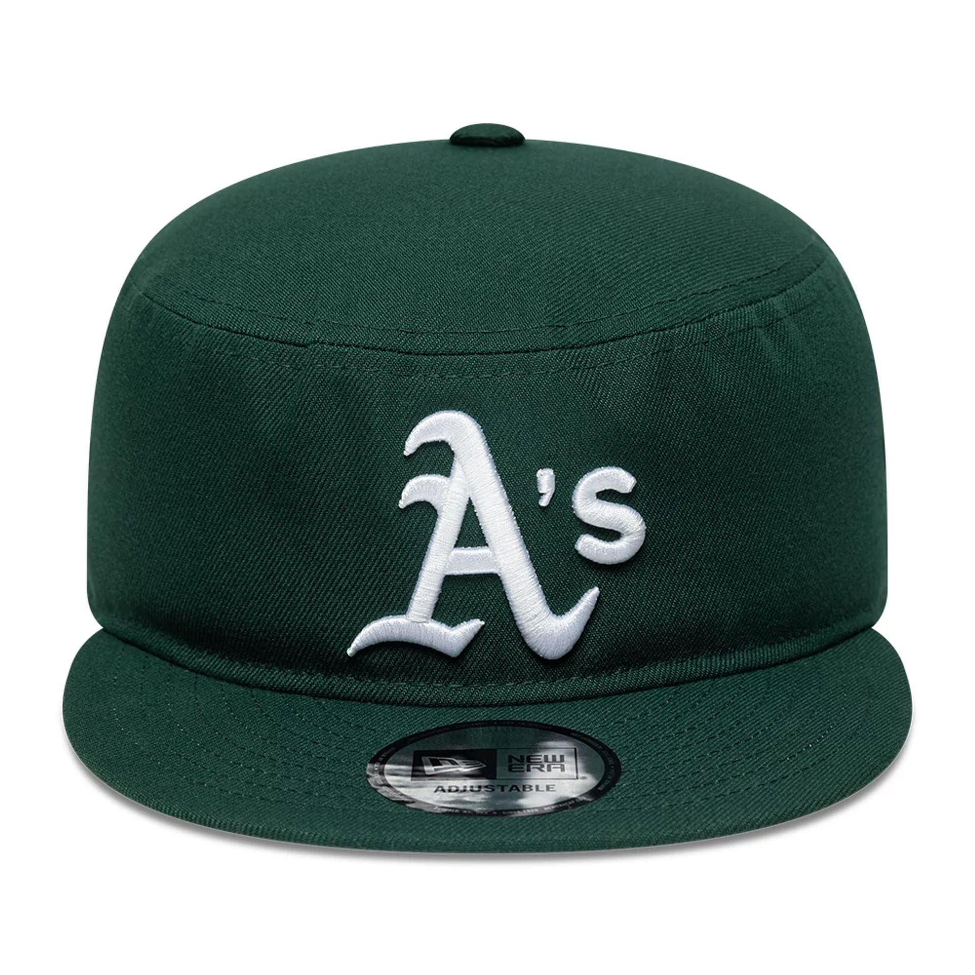 Pictured is this MLB Poly Athletics Pillbox Adjustable cap in dark green. 2