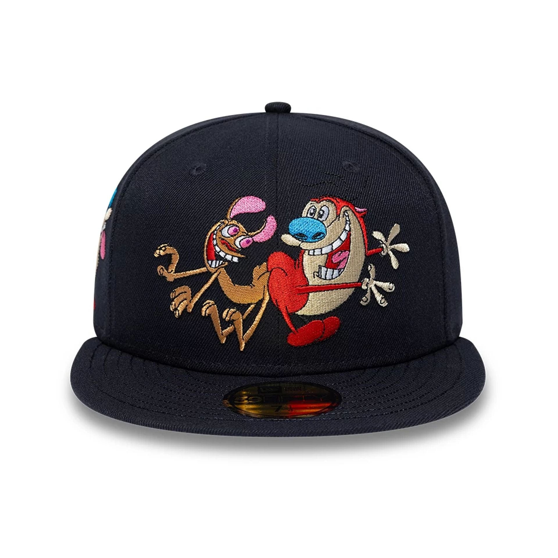 Pictured is this Ren & Stimpy Happy Happy Joy Joy 59FIFTY Fitted cap in navy. 3