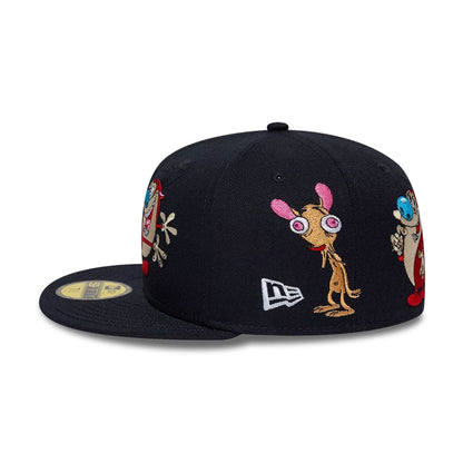 Pictured is this Ren & Stimpy Happy Happy Joy Joy 59FIFTY Fitted cap in navy. 5