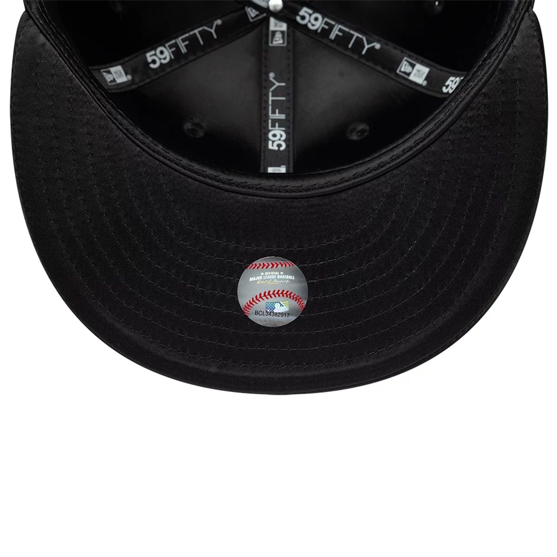 Pictured is this MLB Satin Chicago White Sox 59FIFTY Fitted cap in black. 7