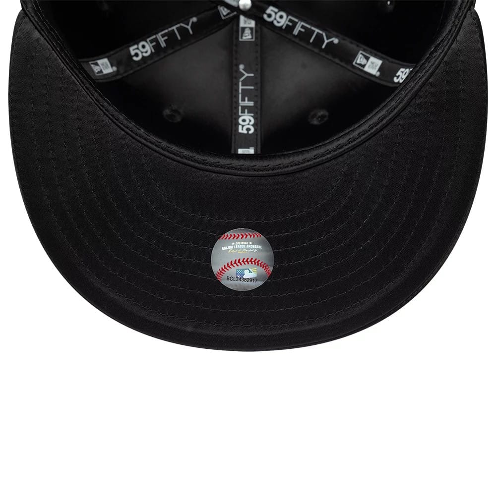 Pictured is this MLB Satin Chicago White Sox 59FIFTY Fitted cap in black. 7