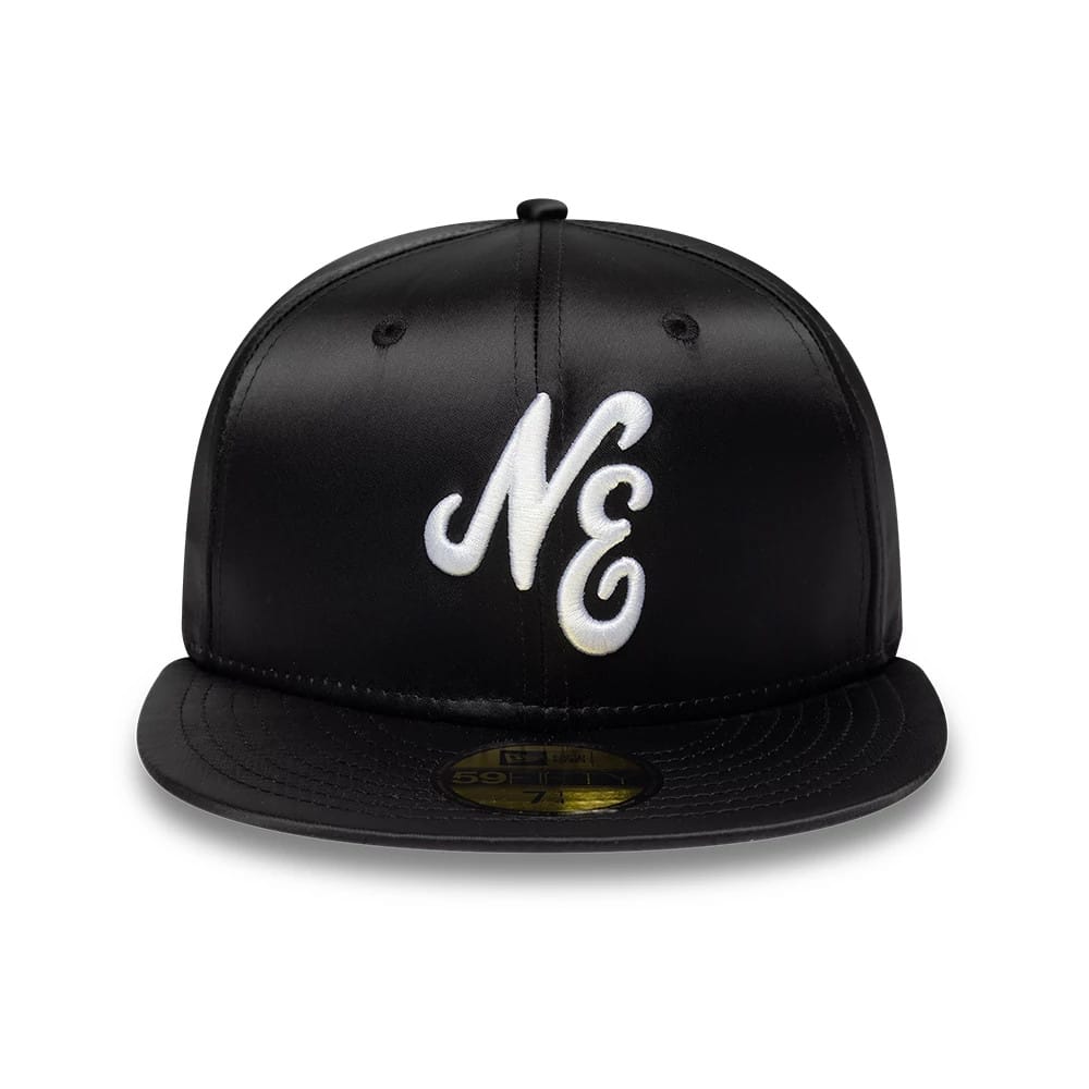 Pictured is this New Era Satin 59FIFTY Fitted cap in black. 2