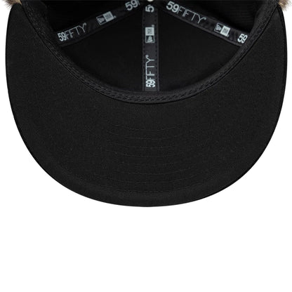 Pictured is this Twojeys X New Era Cord Downflap 59FIFTY Fitted cap in black. 9