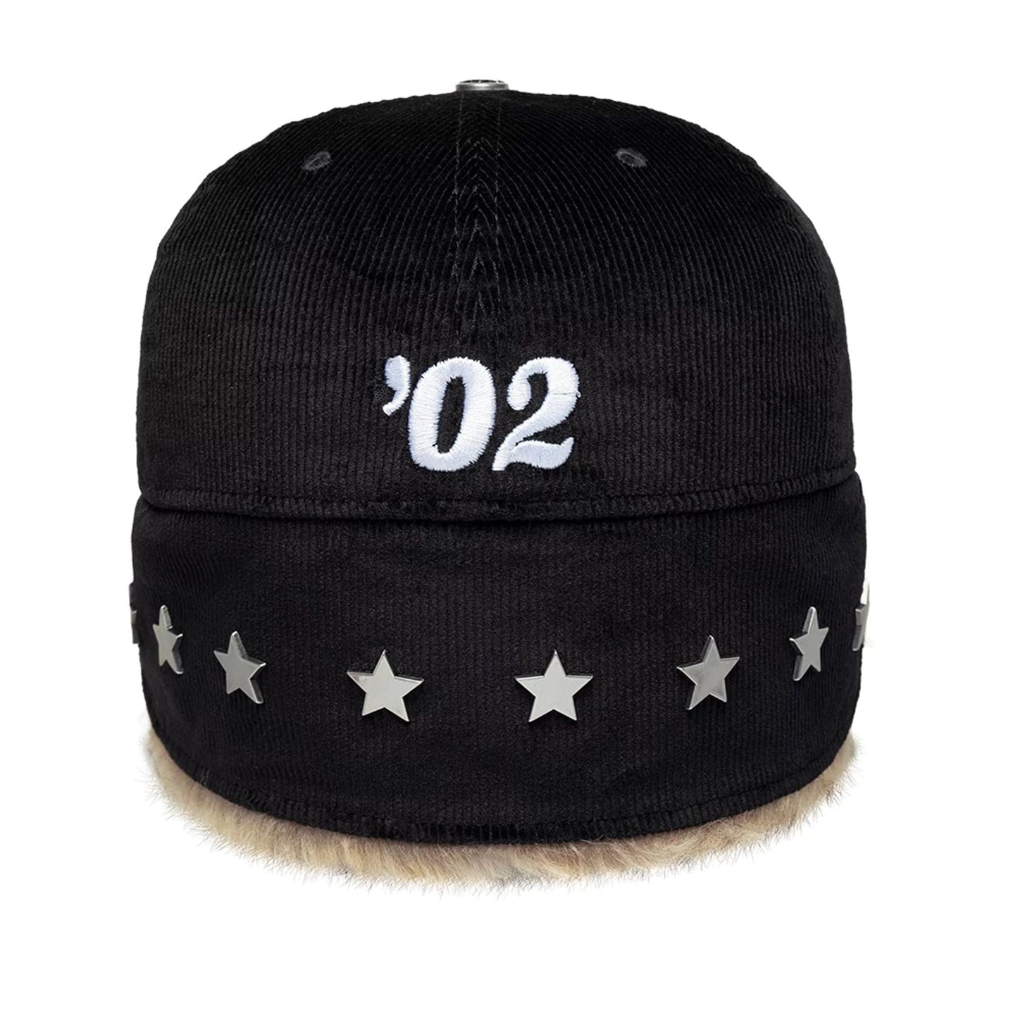 Pictured is this Twojeys X New Era Cord Downflap 59FIFTY Fitted cap in black. 2