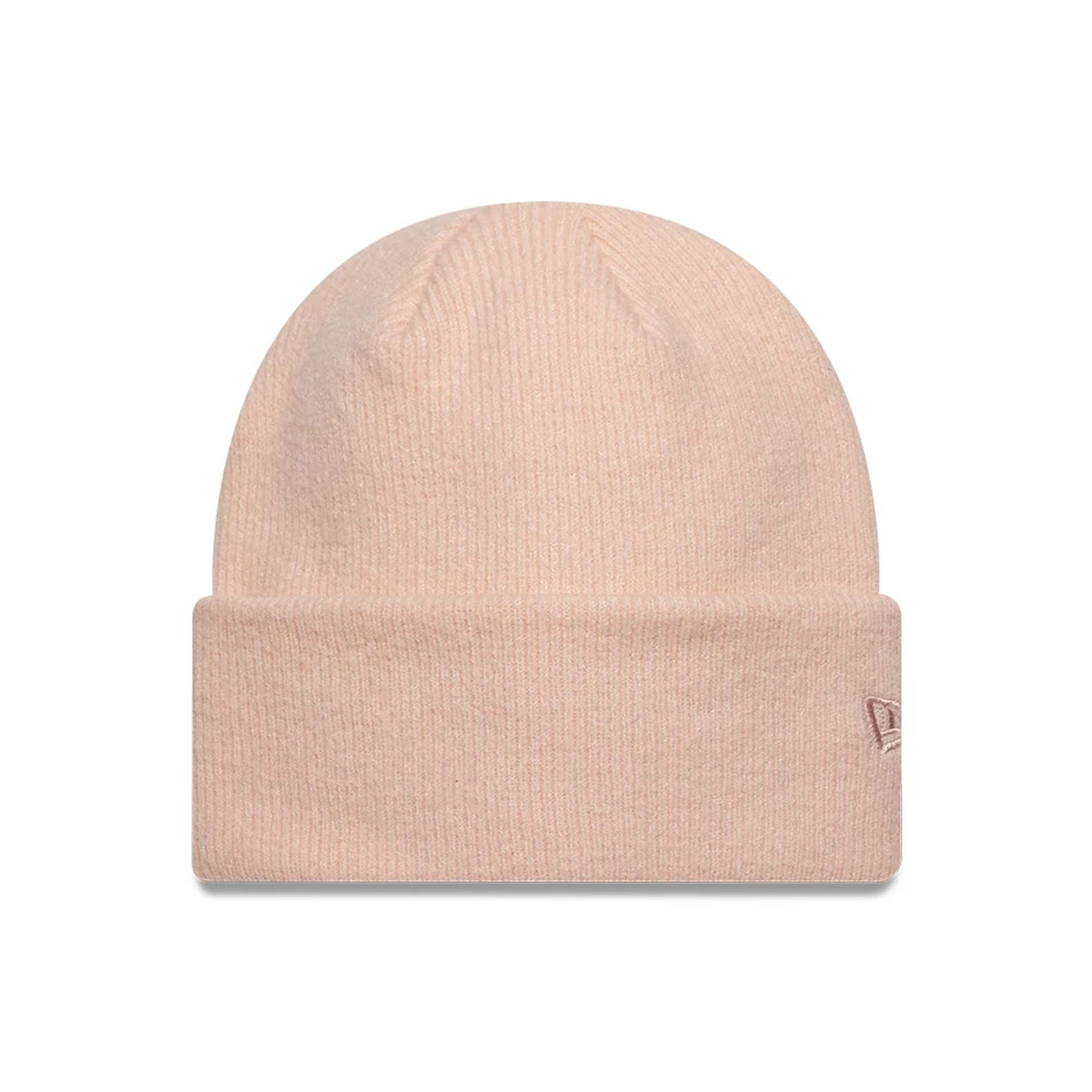 Pictured is this New Era Mohair Wide Cuff Knit Beanie hat in pastel pink. 1